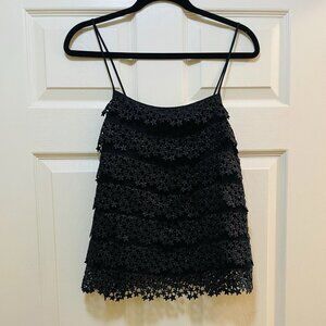 DIANE VON FURSTENBERG DVF Black Star Lace Tiered Spaghetti Strap Top Sz 4 NWT